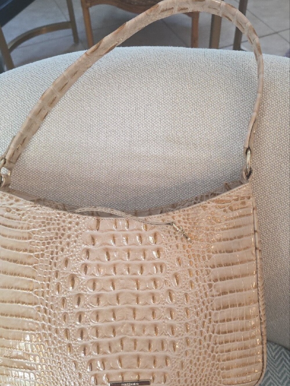 Brahmin Cream Croc-Embossed Shoulder Bag - Picture 7 of 7